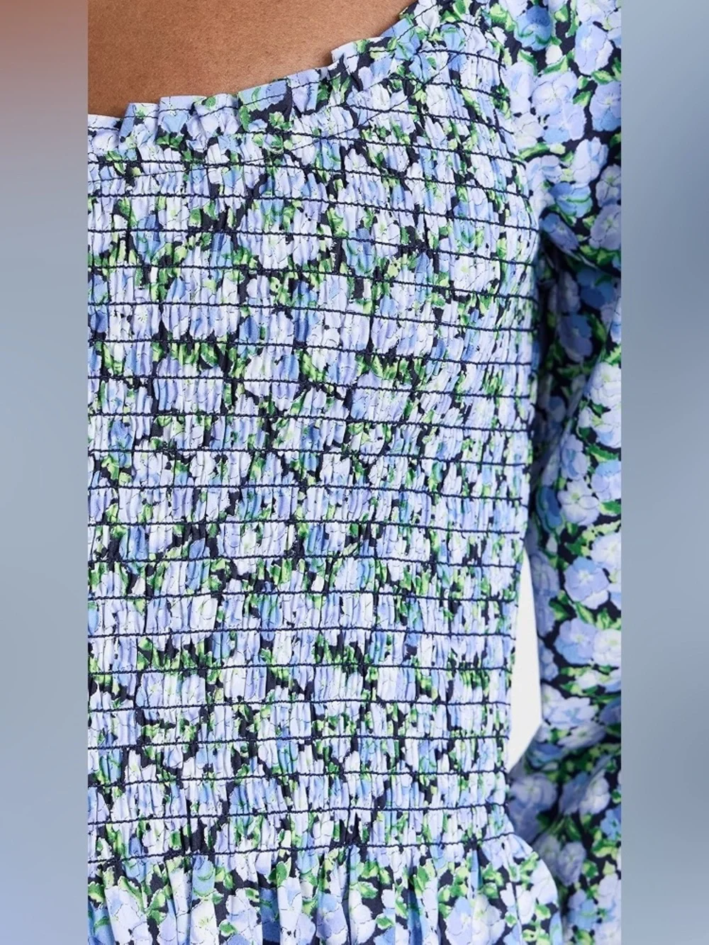 Hill House Home Norah Dress Mini Long Sleeve Floral Blue Pansy Print Large - Picture 3 of 13